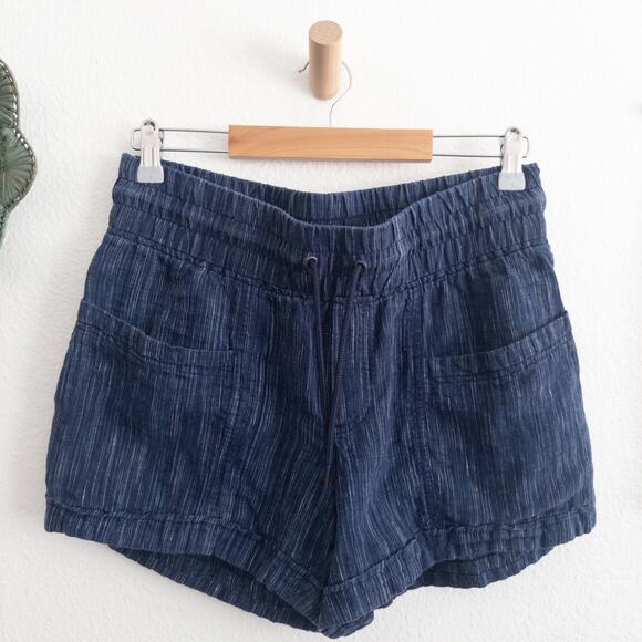 Athleta Blue Cabo Linen Textured 4" Short Size 6 - Picture 1 of 6